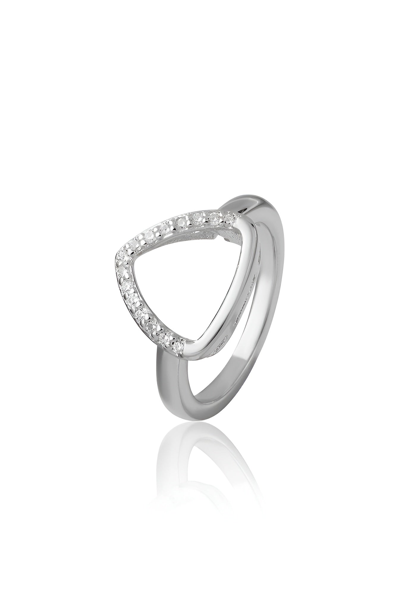 925 Sterling Silver Geometric Triangle Ring for Women American Diamond CZ Band Gift