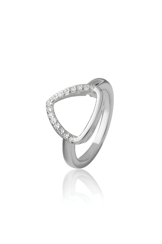 925 Sterling Silver Geometric Triangle Ring for Women American Diamond CZ Band Gift