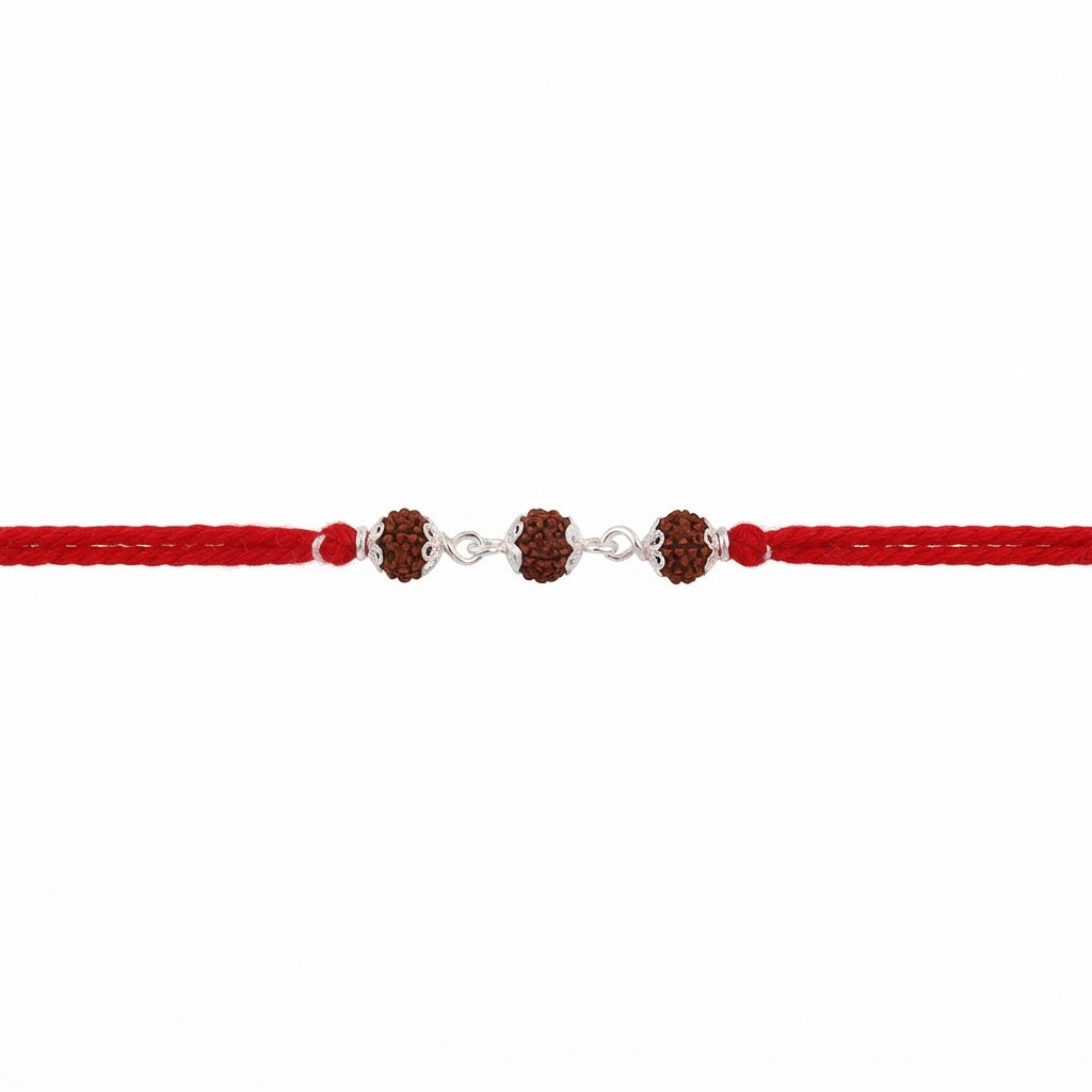 Premium Silver Rudraksha Rakhi
