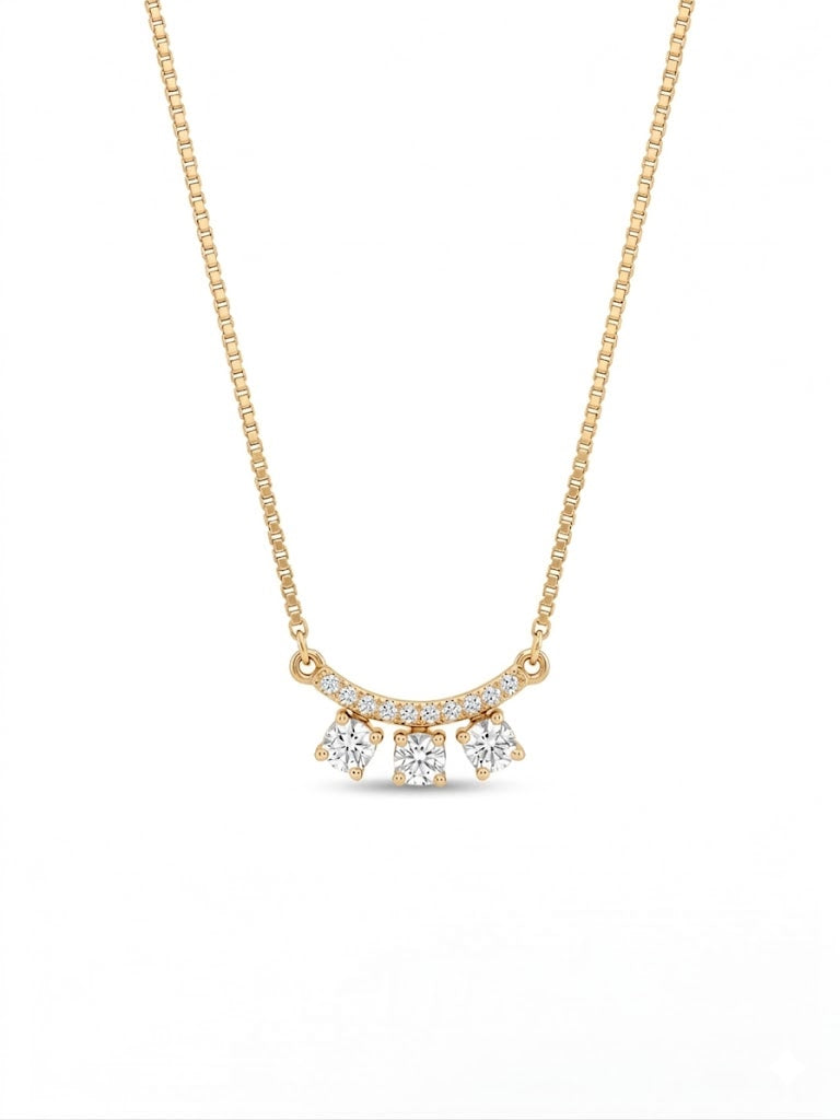 14K Rose Gold Lab Grown Diamond 3-Stone Pendant Necklace