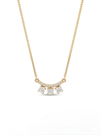 14K Rose Gold Lab Grown Diamond 3-Stone Pendant Necklace