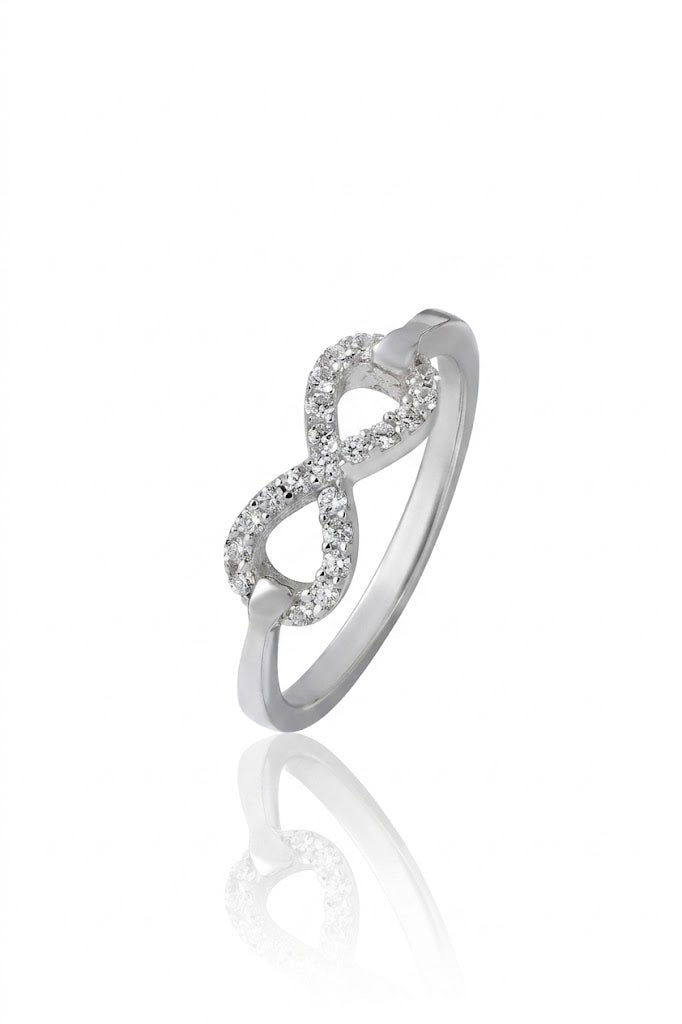 925 Sterling Silver Infinity Ring Women American Diamond CZ Band Promise Gift New