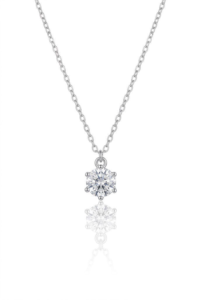Solitaire Pendant Necklace with Round Cut American Diamond