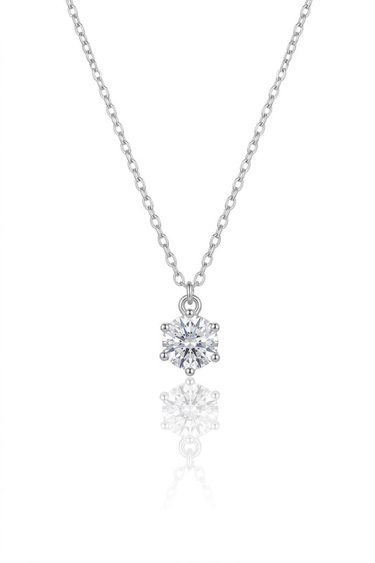 925 Sterling Silver Solitaire Pendant Necklace with Round Cut American Diamond