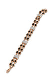Gold and Black Rudraksha Bracelet with Textured Accent Bars – Spiritual Energy and Elegant Style