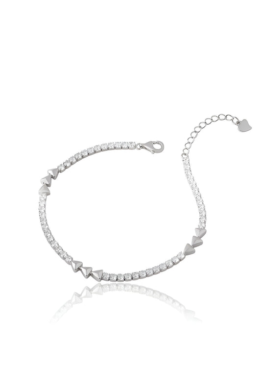 925 Sterling Silver Bracelet for Women American Diamond Adjustable Tennis Link Gift