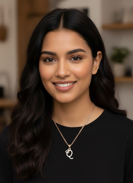 Q Initial Alphabet Diamond Pendant - Diamond Jewellery