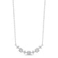 92.5 Sterling Silver Station Necklace with Square Cut Clear Stones Minimalist Chain