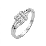 925 Sterling Silver Moissanite Cluster Ring Split Shank Women’s Wedding Band