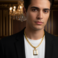 Modern Gold Men Rectangle Pendant with American Diamonds – Sleek & Stylish