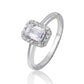 925 Sterling Silver Emerald Cut American Diamond Halo Ring for Women Promise Gift