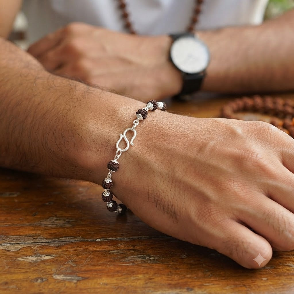 Silver Rudraksha Bracelet for Men