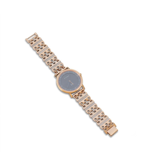 Titan Men watch 18ct Rose Gold Bracelet with American Diamonds | Black Dial