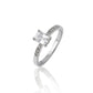 925 Sterling Silver Ring Women American Diamond Emerald Cut Solitaire Wedding Band
