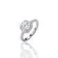 925 Sterling Silver Halo Moissanite Diamond Women Engagement Ring Brilliant Cut Round