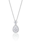 925 Sterling Silver Pear CZ Pendant Chain Women American Diamond Drop Chain