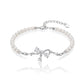 925 Sterling Silver Adjustable Bracelet American Diamond & Pearl Bow Bracelet