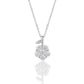 Silver Flower Cluster Pendant Necklace with American Diamonds