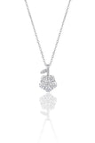 Silver Flower Cluster Pendant Necklace with American Diamonds