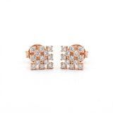 Elegant Square Grid Design Earrings with lab grown diamond