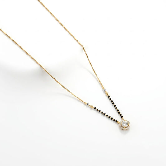 Gold Mangalsutra with Sparkling American Diamond Pendant