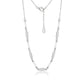 925 Sterling Silver Chain Necklace for Women with American Diamond & White Enamel Bar Accents