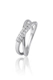 925 Sterling Silver Bypass X Ring Women American Diamond CZ Statement