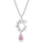 925 Sterling Silver Butterfly Garden Necklace Pink Teardrop CZ American Diamond Pendant Chain For Women Fine Jewelry Gift