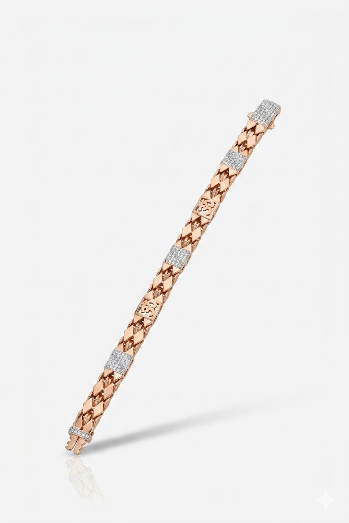Rose Gold Diamond Om Bracelet – Spiritual & Elegant Jewelry