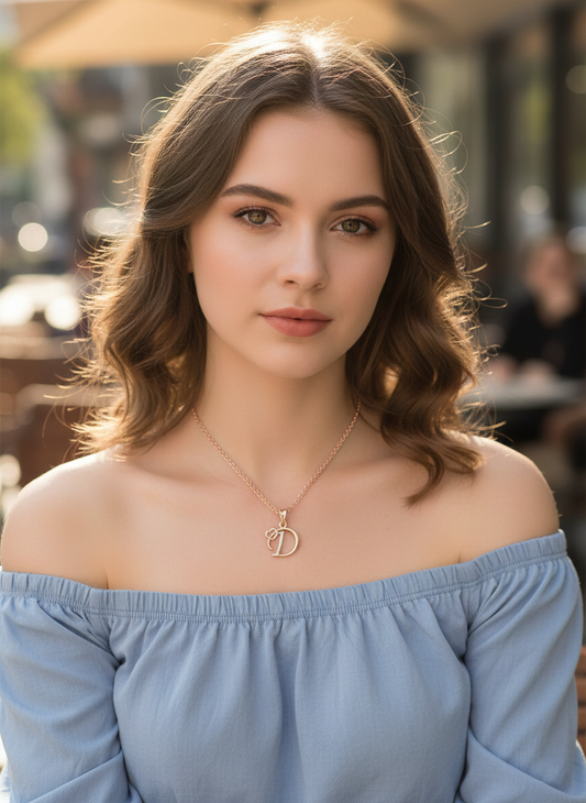 D Initial Alphabet Diamond Pendant - Diamond Jewellery
