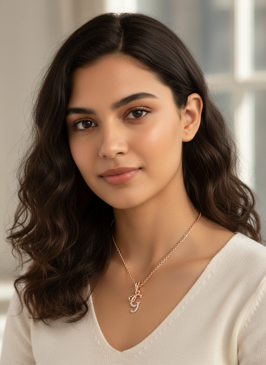 G Initial Alphabet Diamond Pendant - Diamond Jewellery