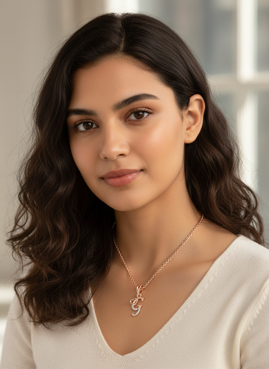 G Initial Alphabet Diamond Pendant - Diamond Jewellery