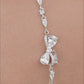 925 Sterling Silver Adjustable Bracelet American Diamond & Pearl Bow Bracelet