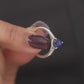 925 Sterling Silver Pear Cut Blue Sapphire Ring Women American Diamond Band Gift
