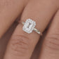 925 Sterling Silver Emerald Cut American Diamond Halo Ring for Women Promise Gift