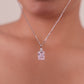 Baby Pink Emerald Cut Pendant Necklace with Moissanite Diamond