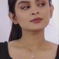 Blue Topaz Halo American Diamond Silver Chain Pendant