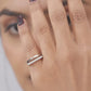 925 Sterling Silver Geometric Ring for Women American Diamond Double Band Jewelry