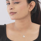 Silver Flower Cluster Pendant Necklace with American Diamonds