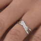 925 Sterling Silver Bypass X Ring Women American Diamond CZ Statement