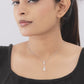 American Diamond Double Pear Drop Silver Chain Pendant