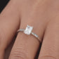925 Sterling Silver Ring Women American Diamond Emerald Cut Solitaire Wedding Band