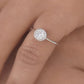 925 Sterling Silver Ring for Women Round Halo American Diamond Engagement Band