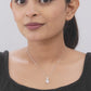 Silver Oval Halo American Diamond Pendant with Chain