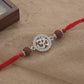 Sacred Om Silver Rakhi with Rudraksha Beads