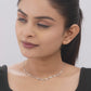 925 Sterling Silver Chain Necklace for Women with American Diamond & White Enamel Bar Accents