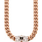 Luxurious Rose Gold Cuban Link Bracelet with Signature Diamond Lock