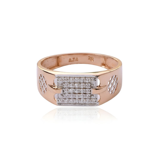 Luxurious Moissanite Men’s Ring | Wide Rose Gold Band