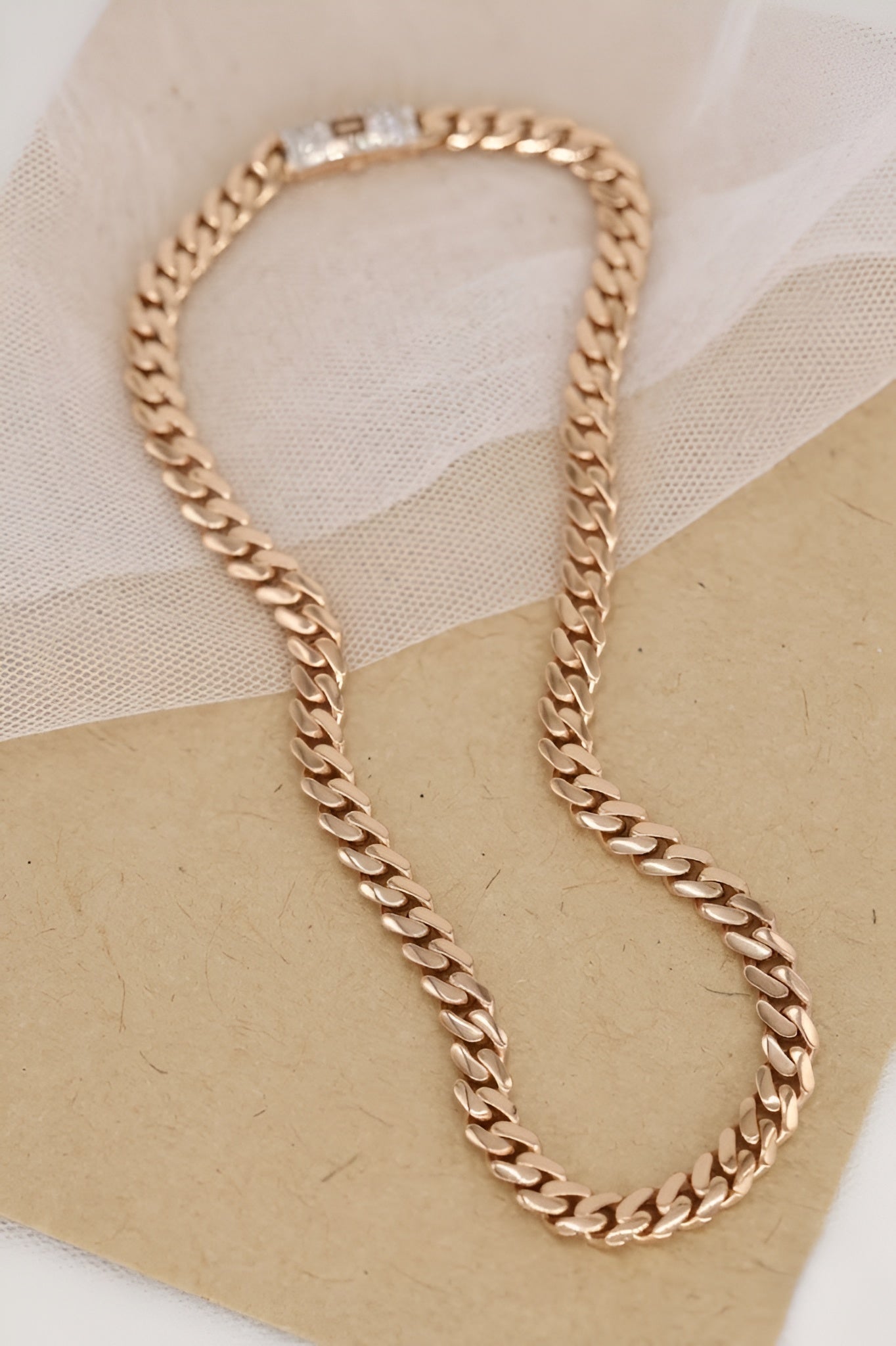 Luxurious Rose Gold Cuban Link Bracelet with Signature Diamond Lock