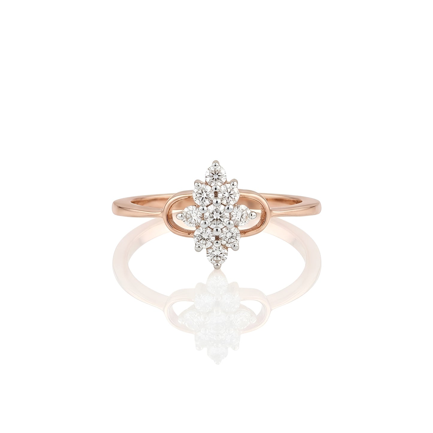 Elegant Rose Gold Lab-Grown Diamond Ladies Ring – Vintage Cluster Design